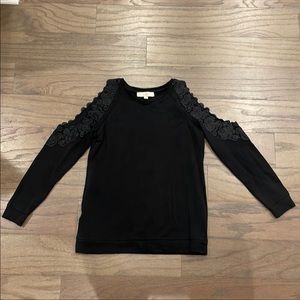 LOFT Black Lace Cold Shoulder Sweatshirt - Size XS